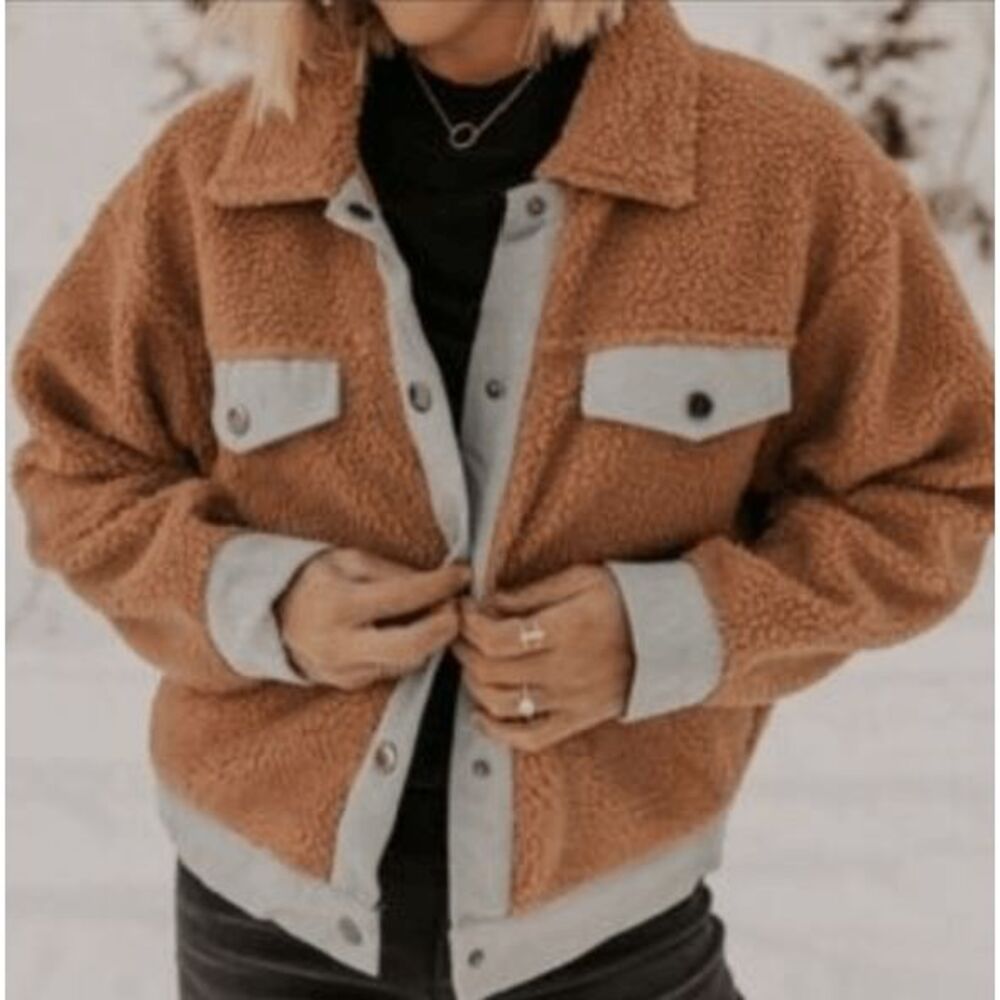 Fleece and Denim trim Jacketβ Womens L